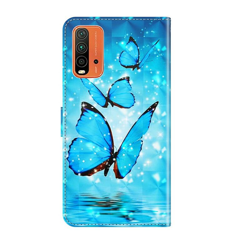 Fliptok / Bőrtok Xiaomi Redmi 9T Repülő Kék Pillangók