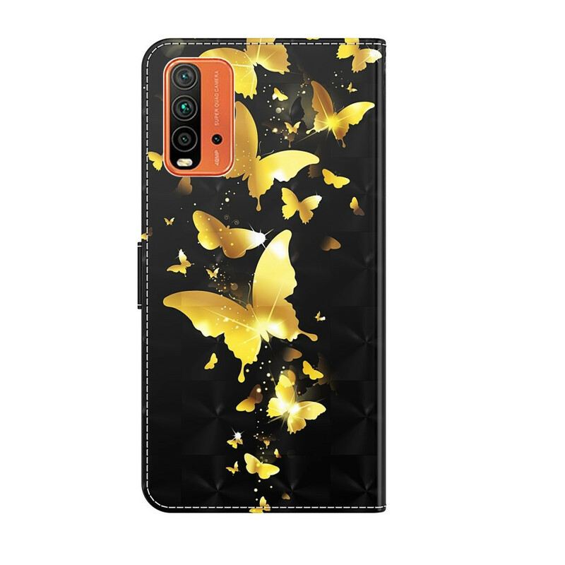 Fliptok / Bőrtok Xiaomi Redmi 9T Sárga Pillangók