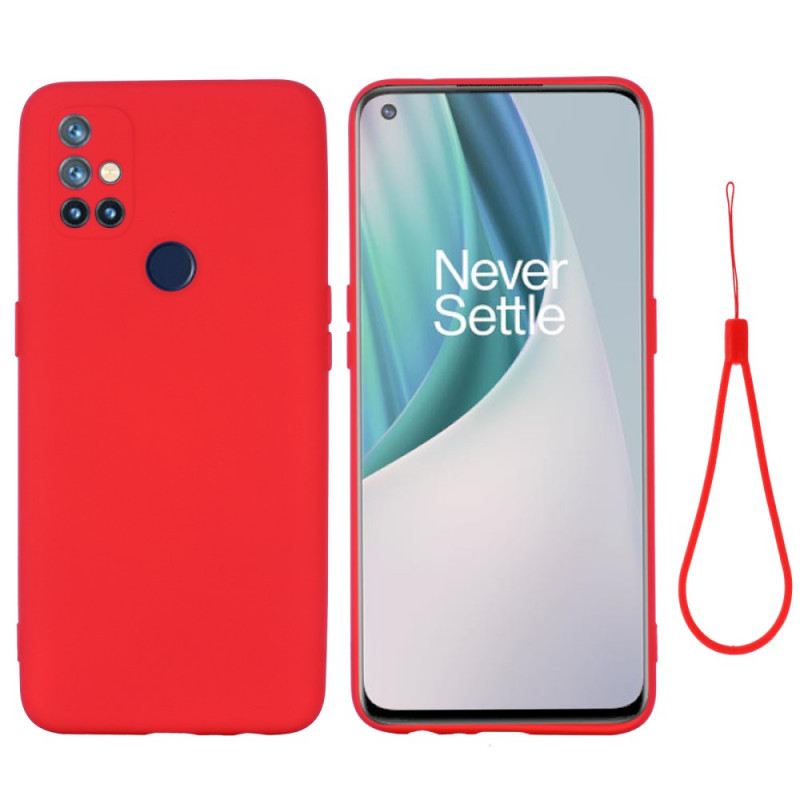 Tok OnePlus Nord N10 Folyékony Szilikon Nyakpánttal