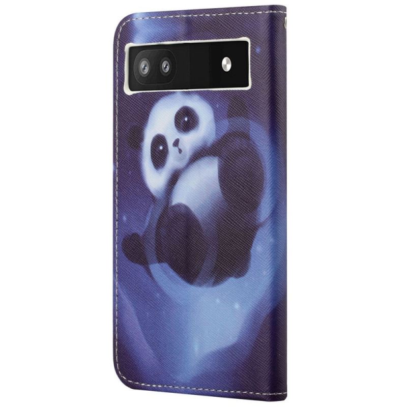 Fliptok / Bőrtok Google Pixel 6A szíjjal Pántos Space Panda