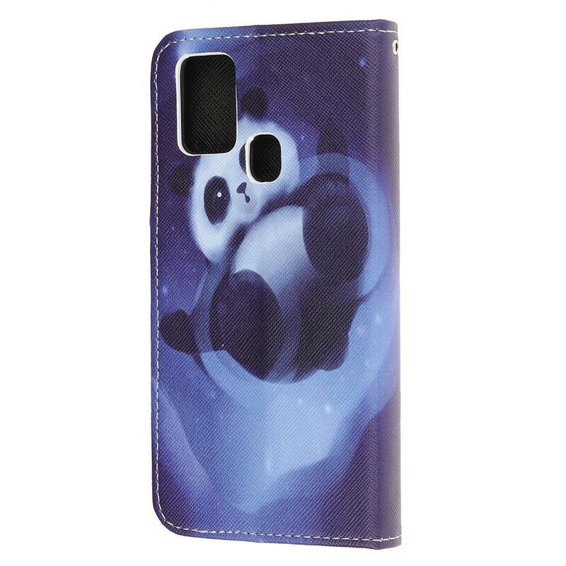 Fliptok OnePlus Nord N100 szíjjal Panda Space Kötéllel