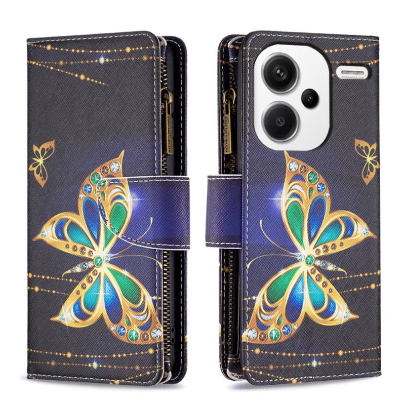 Kinyitható Tokok Xiaomi Redmi Note 13 Pro Plus 5g Rhinestone Butterflies Pénztárca