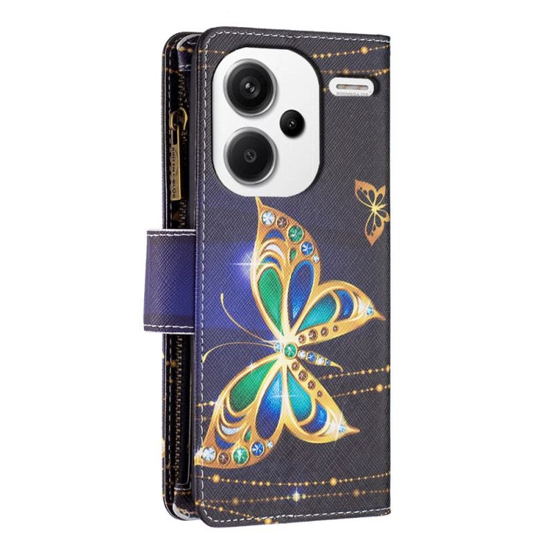 Kinyitható Tokok Xiaomi Redmi Note 13 Pro Plus 5g Rhinestone Butterflies Pénztárca