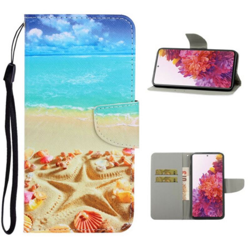 Fliptok Samsung Galaxy S20 FE szíjjal Lanyard Beach