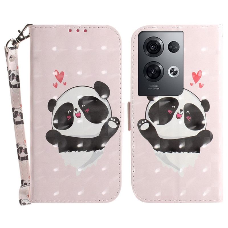 Fliptok / Bőrtok Oppo Reno 8 Pro Panda Love With Lanyard