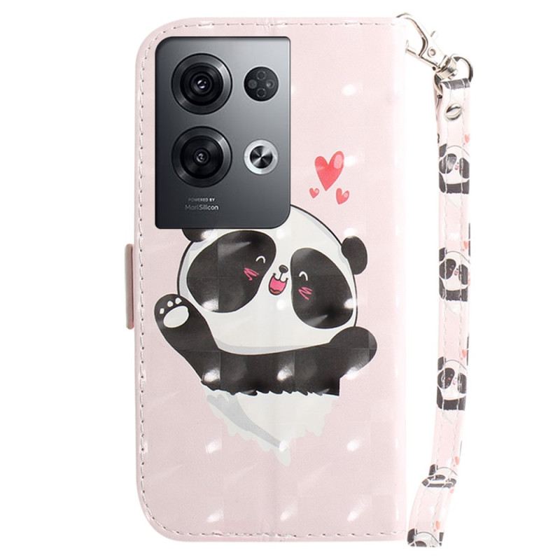 Fliptok / Bőrtok Oppo Reno 8 Pro Panda Love With Lanyard