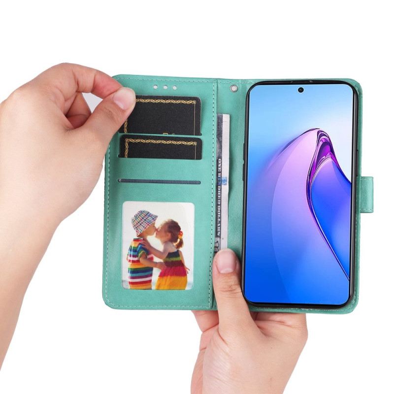 Fliptok / Bőrtok Oppo Reno 8 Pro szíjjal Pántos Napraforgó