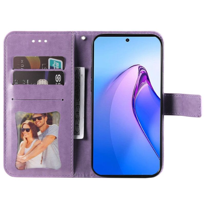 Fliptok / Bőrtok Oppo Reno 8 Pro szíjjal Pántos Virágos