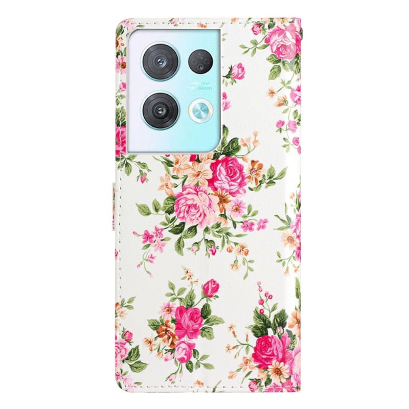 Fliptok / Bőrtok Oppo Reno 8 Pro szíjjal Strap Liberty Flowers