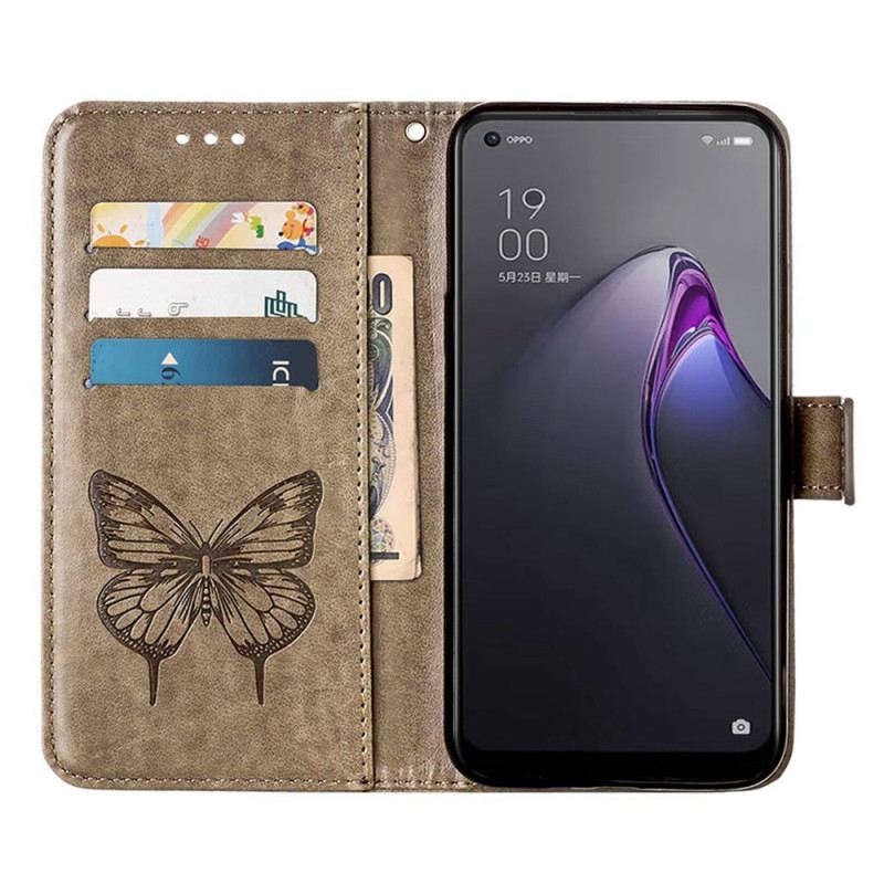 Fliptok Oppo Reno 8 Pro szíjjal Barokk Pántos Pillangó