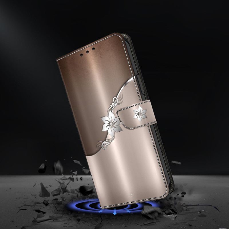 Bőrtok Oppo A98 5g Ezüst Virág