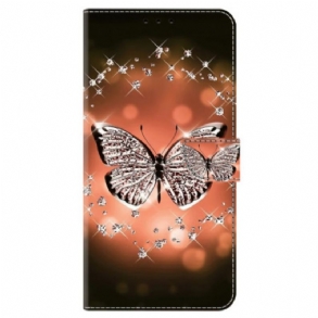 Bőrtok Oppo A98 5g Kristálypillangók