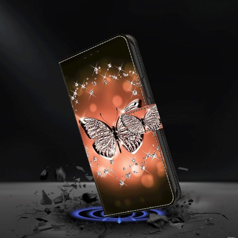 Bőrtok Oppo A98 5g Kristálypillangók