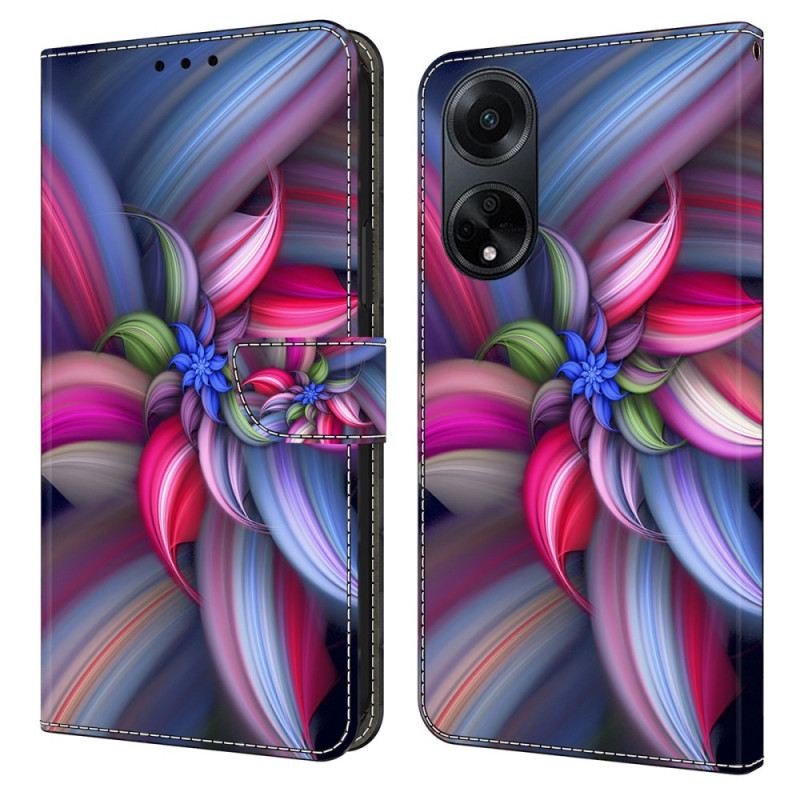 Bőrtok Oppo A98 5g Színes Virágok