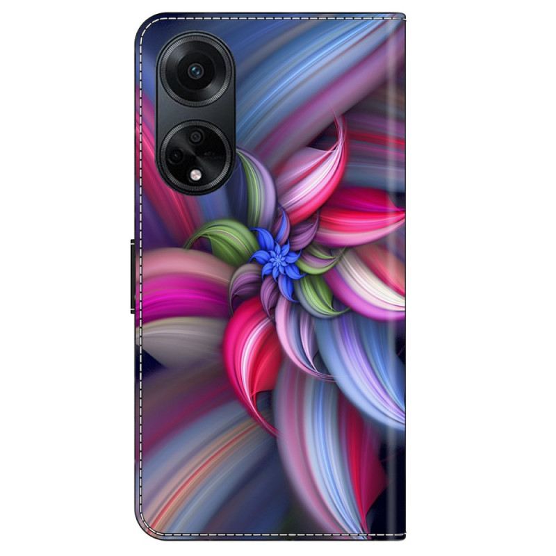 Bőrtok Oppo A98 5g Színes Virágok