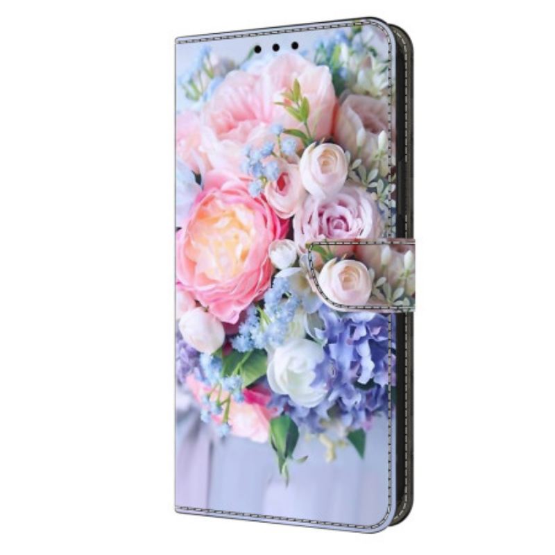 Bőrtok Oppo A98 5g Színes Virágok