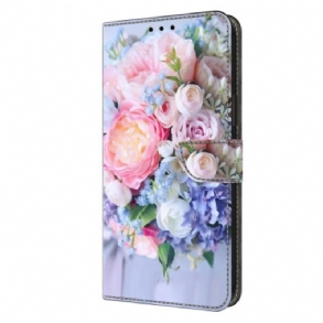 Bőrtok Oppo A98 5g Színes Virágok