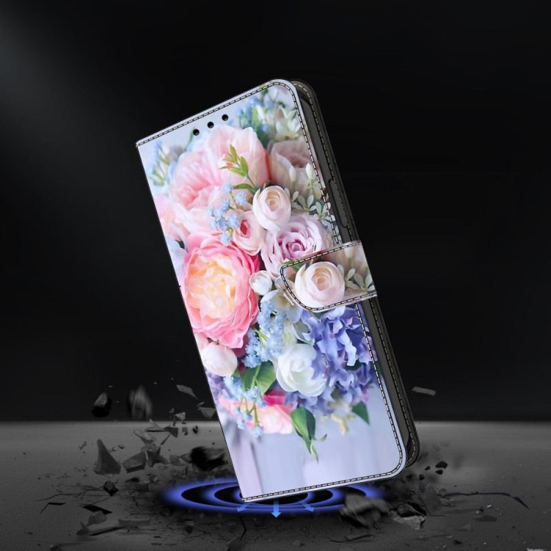 Bőrtok Oppo A98 5g Színes Virágok