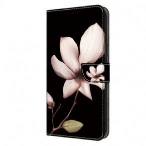 Fliptok Oppo A98 5g Rózsaszín Virág Fekete Alapon