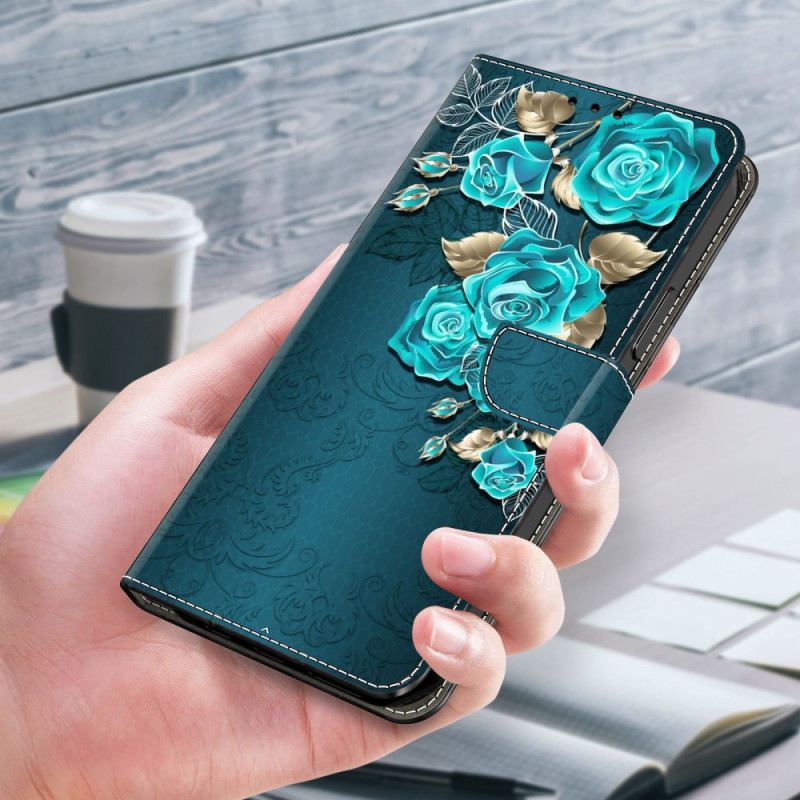 Kinyitható Bőrtok Oppo A98 5g Kék Rózsák