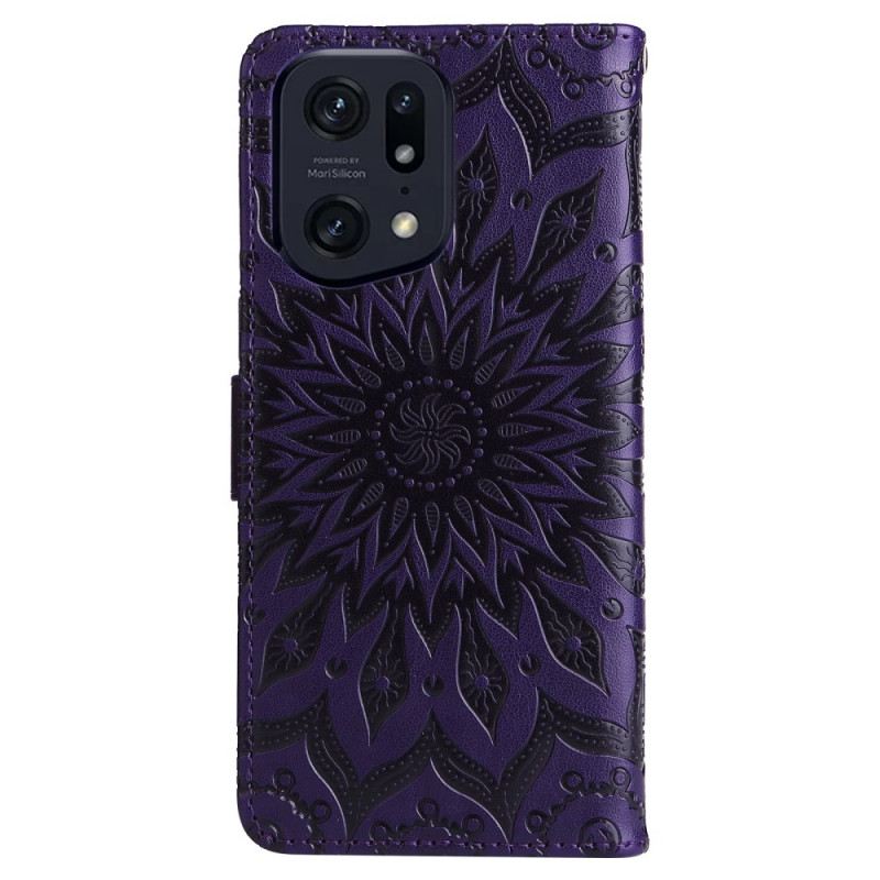 Fliptok / Bőrtok Oppo Find X5 Pro szíjjal Thong Sun