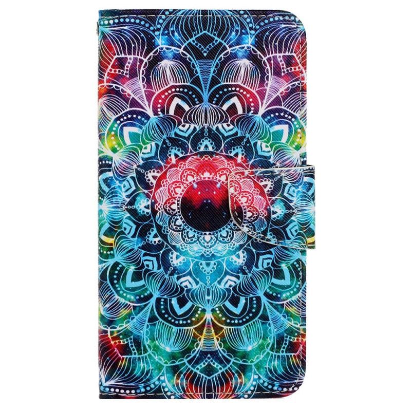 Fliptok iPhone 15 szíjjal Színes Mandala Szíjjal