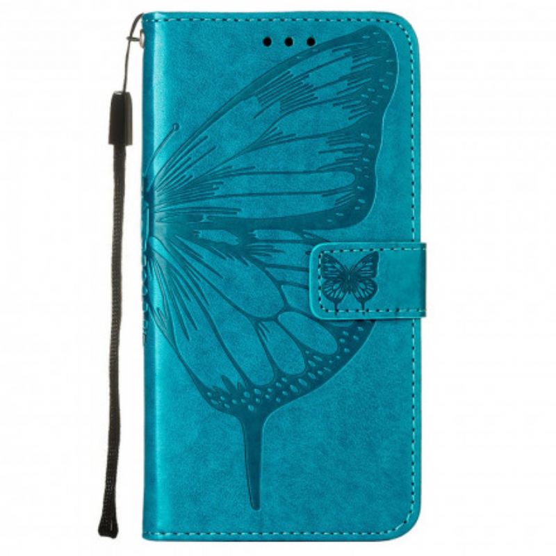 Fliptok / Bőrtok Motorola Edge 20 Lite Butterfly Design Zsinórral