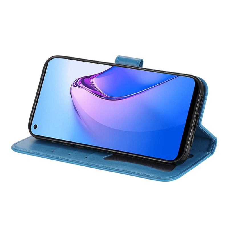 Fliptok / Bőrtok Oppo Reno 8 szíjjal Pántos Virágos