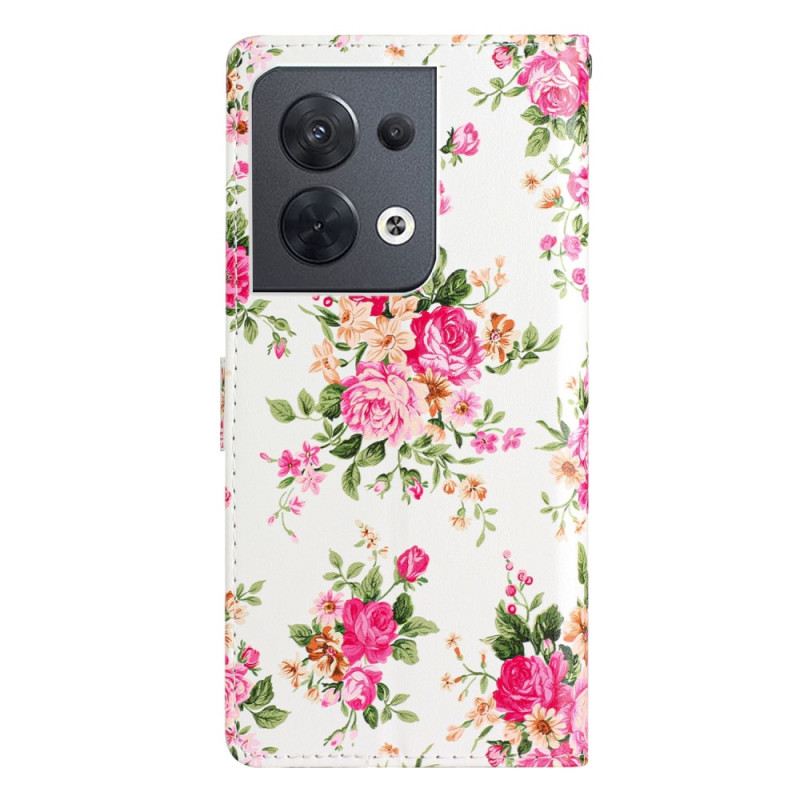 Fliptok / Bőrtok Oppo Reno 8 szíjjal Strap Liberty Flowers