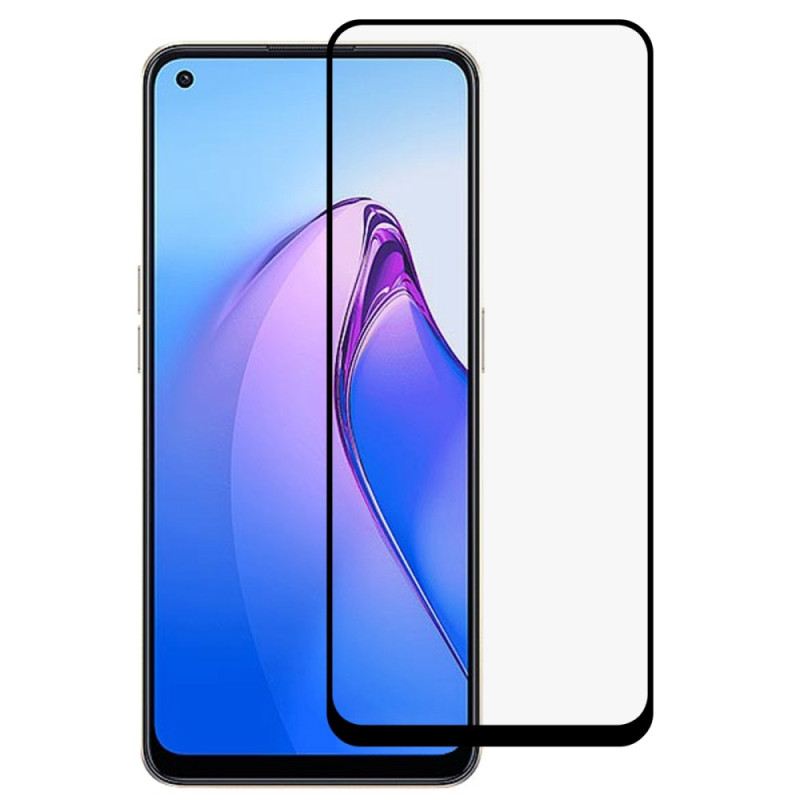 Oppo Reno 8 Edzett Üveg Képernyővédő Fólia Fekete Élekkel