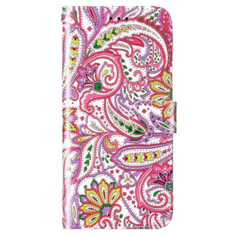 Fliptok / Bőrtok Xiaomi 12 Lite szíjjal Pántos Paisley Minta