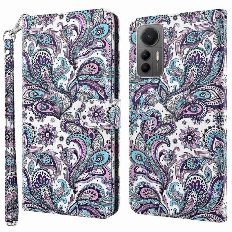 Fliptok / Bőrtok Xiaomi 12 Lite szíjjal Pántos Paisley Minta