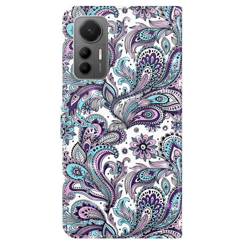 Fliptok / Bőrtok Xiaomi 12 Lite szíjjal Pántos Paisley Minta