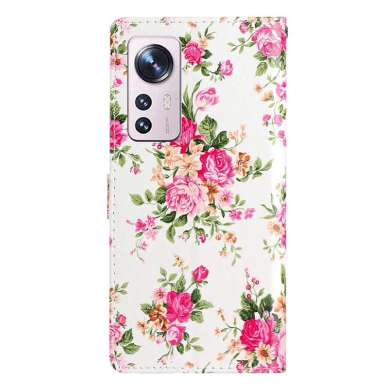 Fliptok / Bőrtok Xiaomi 12 Lite szíjjal Strap Liberty Flowers