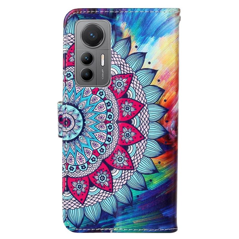 Fliptok / Bőrtok Xiaomi 12 Lite szíjjal Színes Pántos Mandala