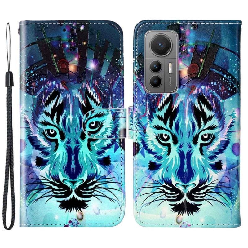 Fliptok / Bőrtok Xiaomi 12 Lite Tigris Kötéllel