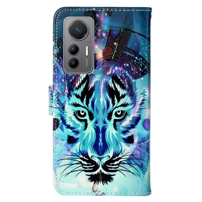 Fliptok / Bőrtok Xiaomi 12 Lite Tigris Kötéllel