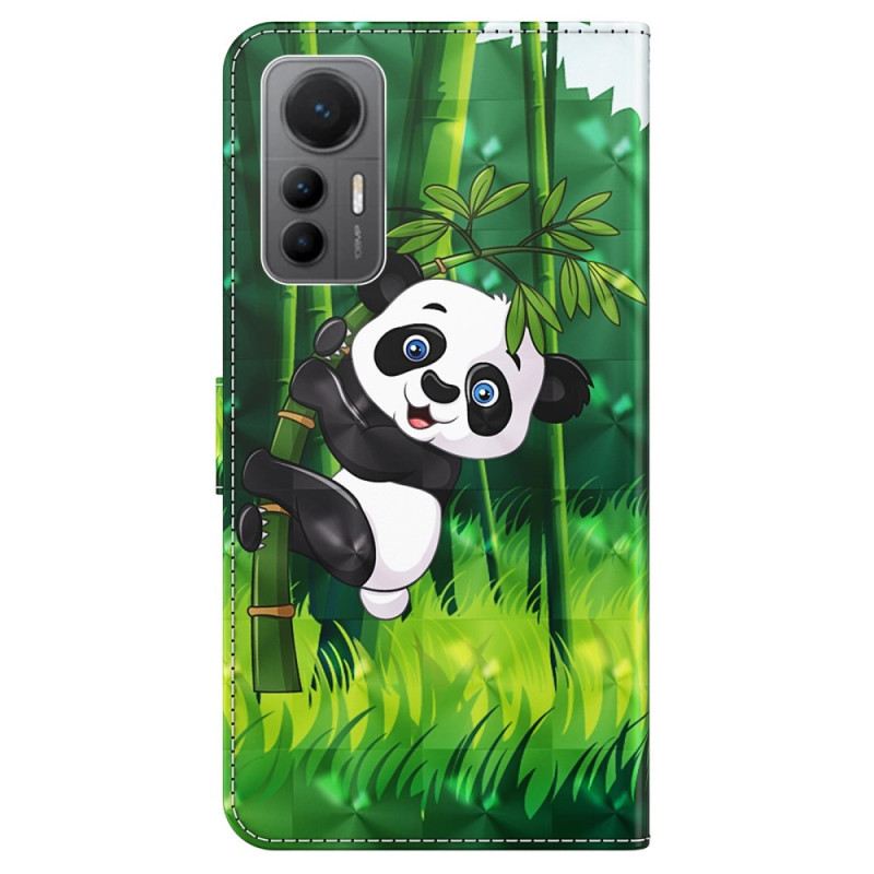 Fliptok Xiaomi 12 Lite szíjjal Bambusz Panda Nyakpánttal