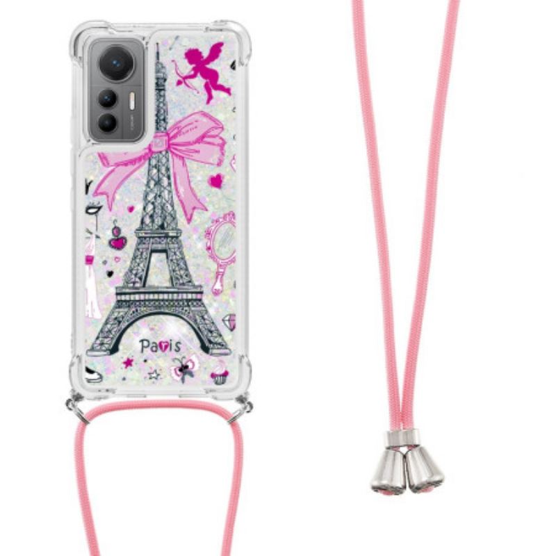 Telefontok Xiaomi 12 Lite Láncokat Eiffel-torony Csillogó Húzózsinór