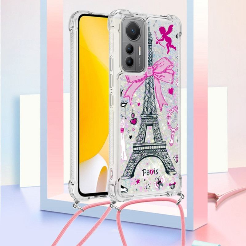 Telefontok Xiaomi 12 Lite Láncokat Eiffel-torony Csillogó Húzózsinór