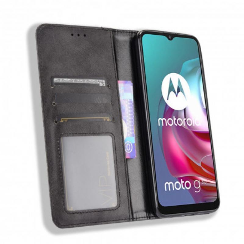 Fliptok Moto G30 / G10 Bőrtok Stilizált Vintage Bőrhatás