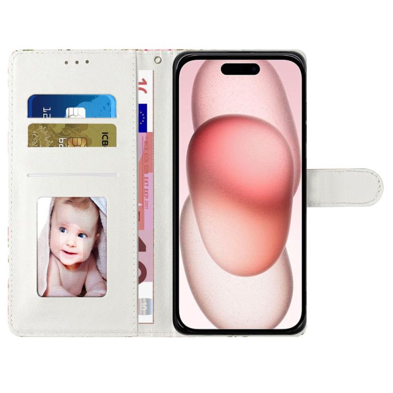 Bőrtok iPhone 16 Sárgabarackvirág