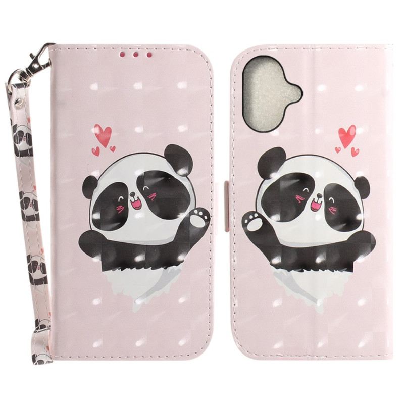 Fliptok iPhone 16 Panda Love Szíjjal