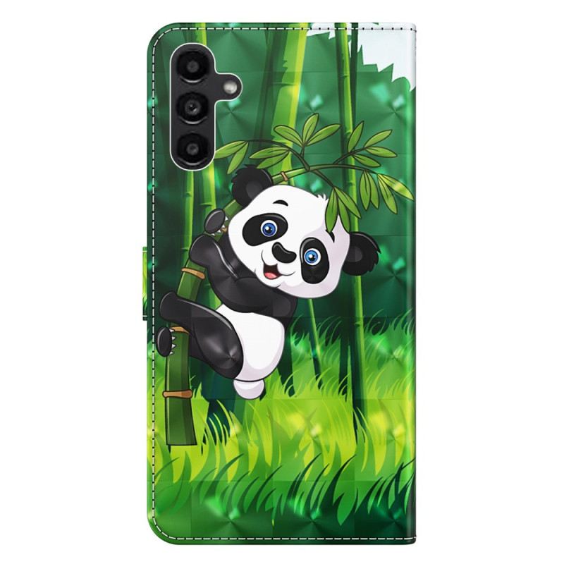 Fliptok Samsung Galaxy A55 5g Bambusz Panda Szíjjal