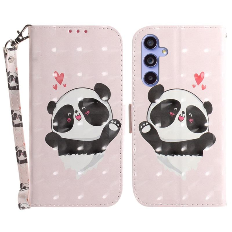 Fliptok Samsung Galaxy A55 5g Panda Love Szíjjal