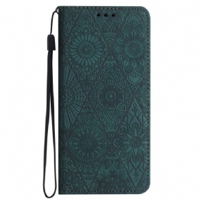 Fliptok Samsung Galaxy A55 5g Patchwork Szíjjal