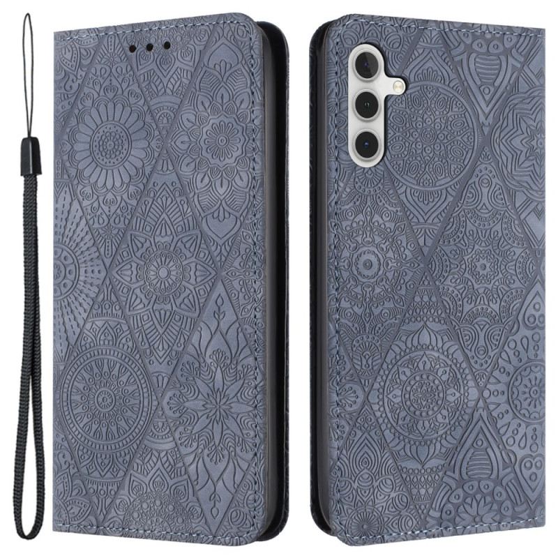 Fliptok Samsung Galaxy A55 5g Patchwork Szíjjal