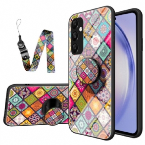 Tok Samsung Galaxy A55 5g Támasztékkal És Patchwork Szíjjal