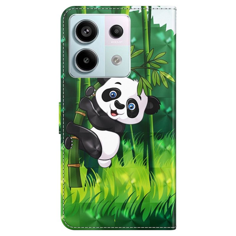 Bőrtok Xiaomi Redmi Note 13 5g Bambusz Panda Szíjjal