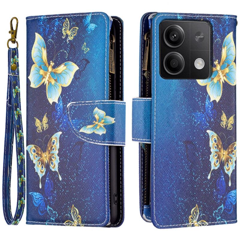 Fliptok Xiaomi Redmi Note 13 5g Golden Butterflies Pénztárca Pánttal